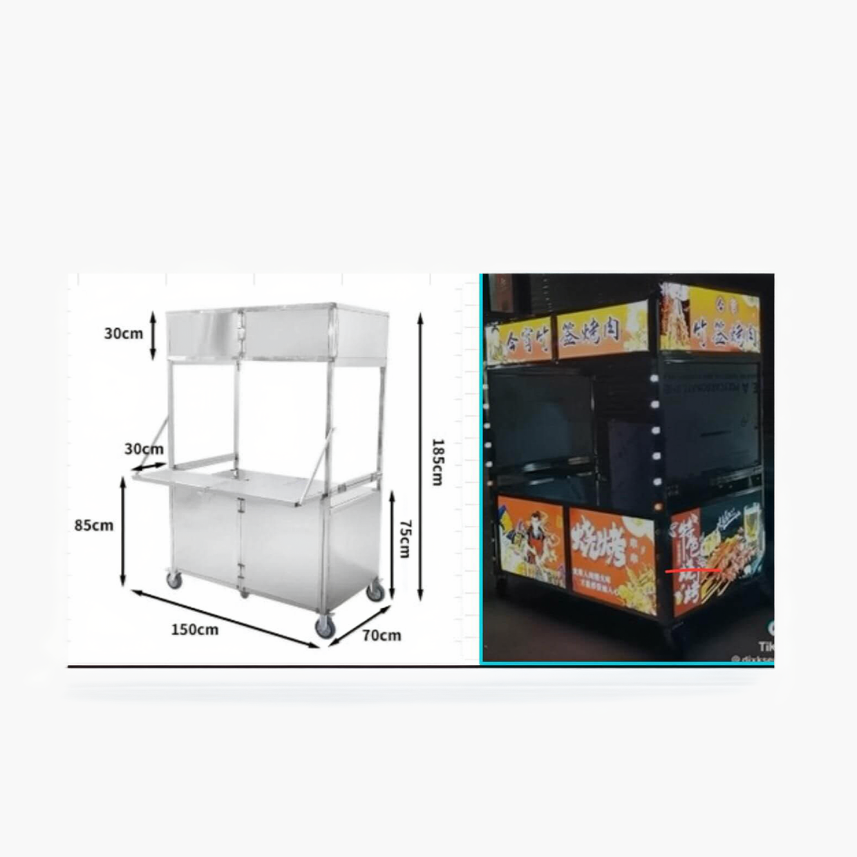 Medium foldable food kiosk with LED light