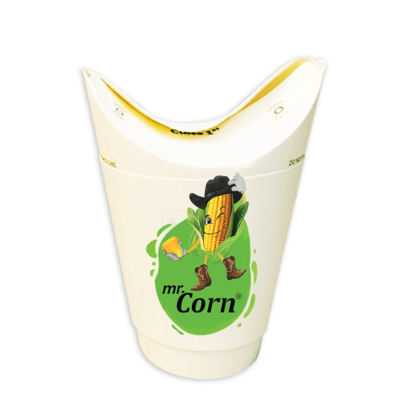 10oz ECO double wall paper corn cup with MR Corn logo