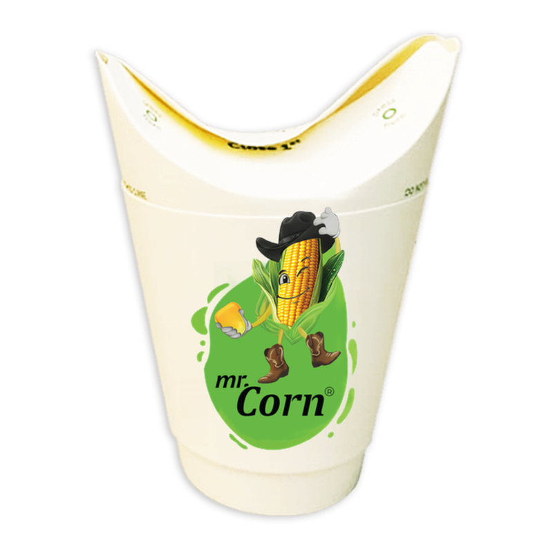 12oz ECO double wall paper corn cup with MR Corn logo