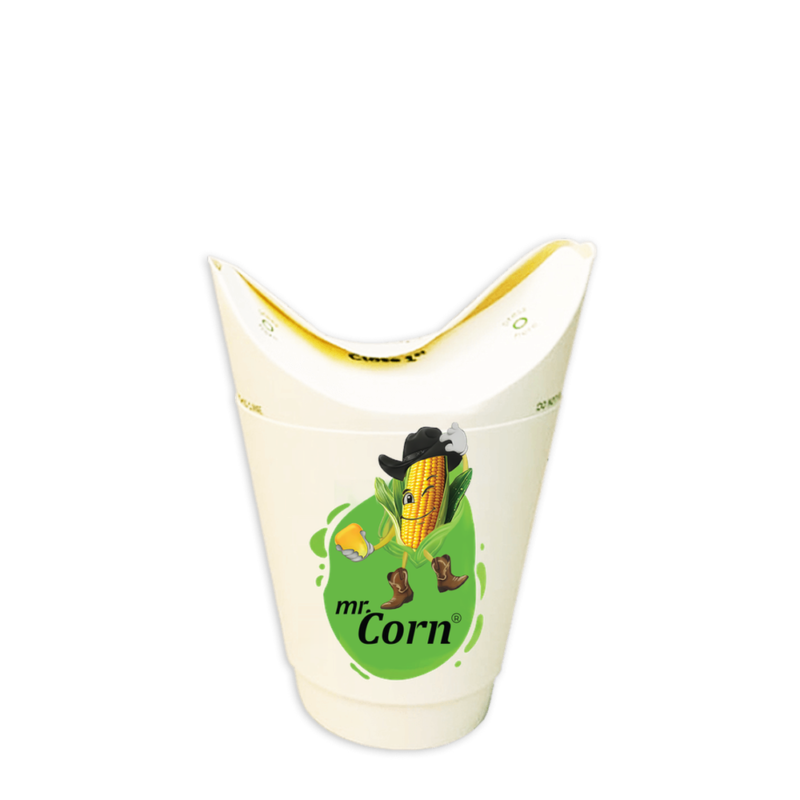 6oz ECO double wall paper corn cup with MR Corn logo