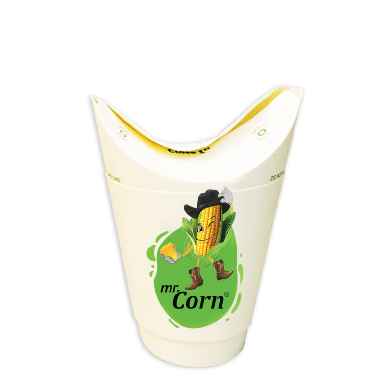 8oz ECO double wall paper corn cup with MR Corn logo